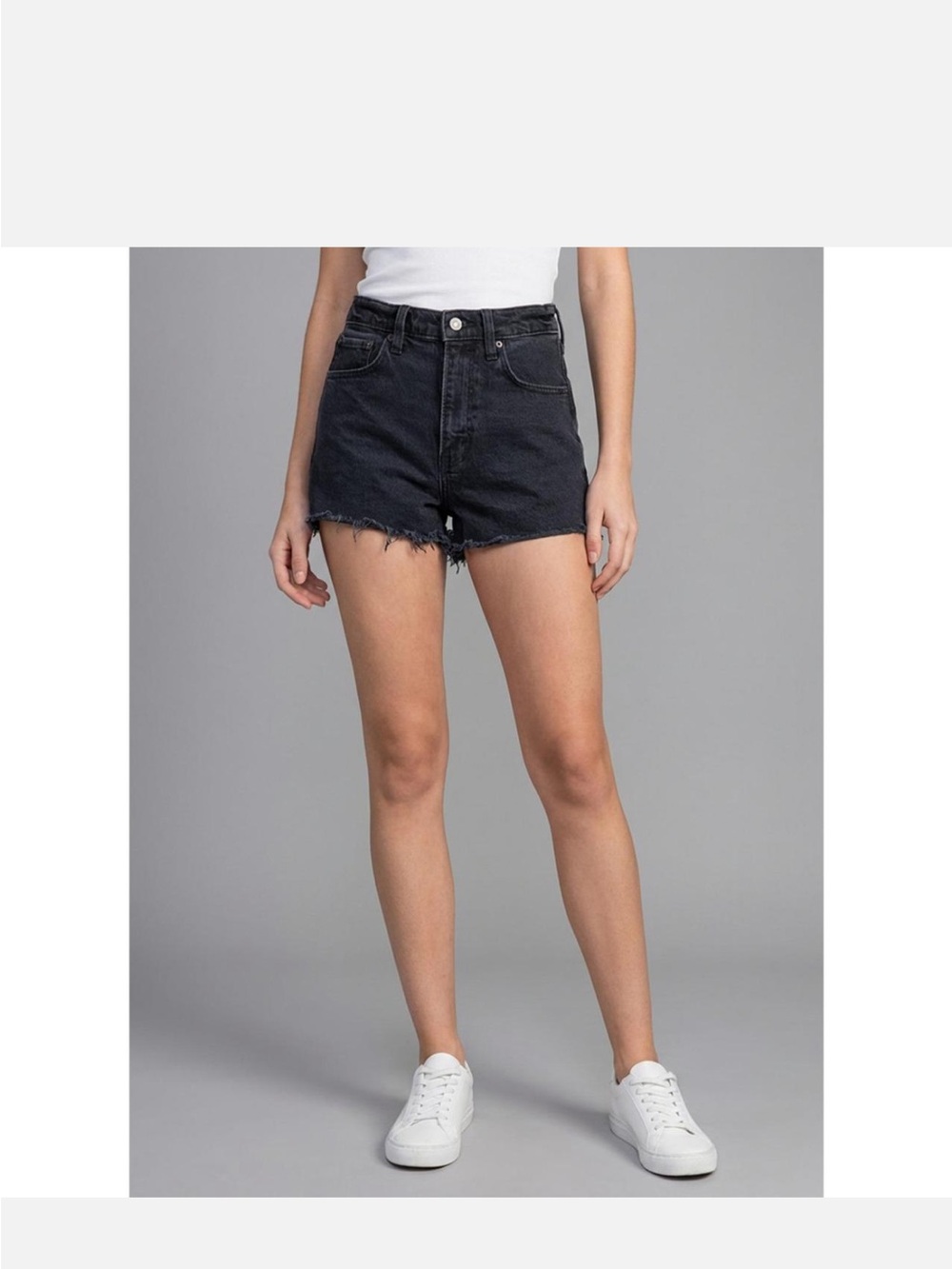 Abercrombie & Fitch Black High-Rise Cutoff Denim Shorts